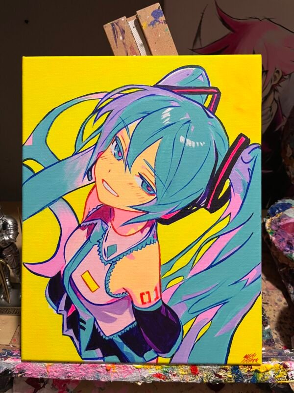 Hatsune Miku Smurk Painting Glows (11in x 14in) - Image 2