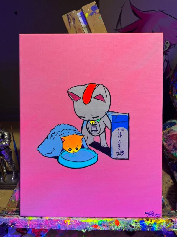 Cat Granny milk Painting Glows (11in x 14in)