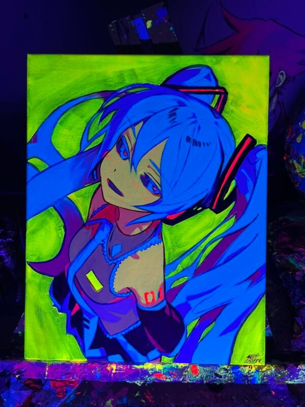 Hatsune Miku Smurk Painting Glows (11in x 14in) - Image 4