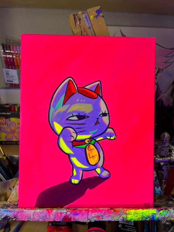 Cat Granny Painting Glows (11in x 14in)