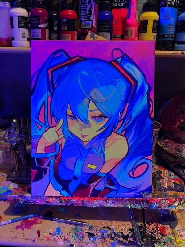 Hatsune Miku Painting Glows (11in x 14in)