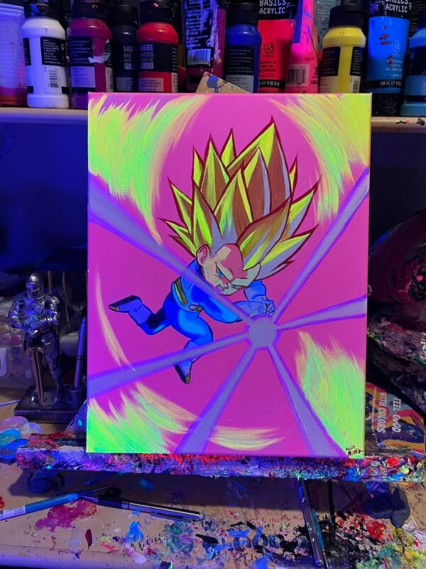 Vegeta Painting Glows (11in x 14in)