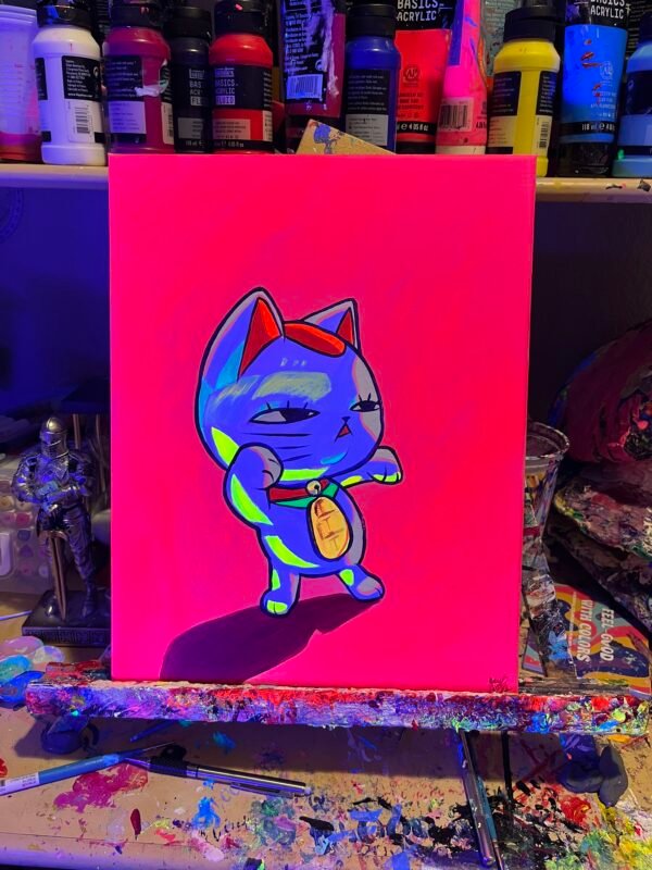 Cat Granny Painting Glows (11in x 14in)