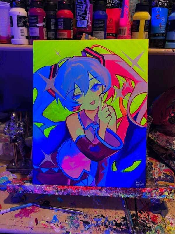 Hatsune Miku Painting Glows (11in x 14in)