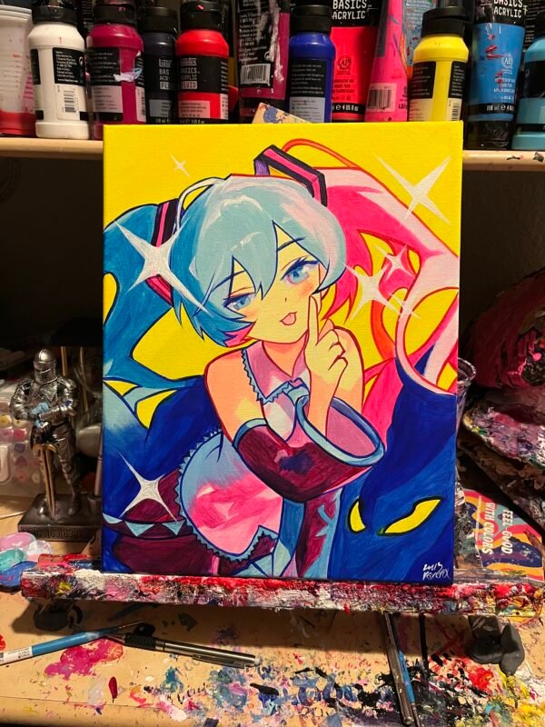 Hatsune Miku Painting Glows (11in x 14in) - Image 3