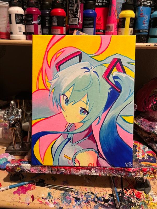 Hatsune Miku Painting Glows (11in x 14in) - Image 2
