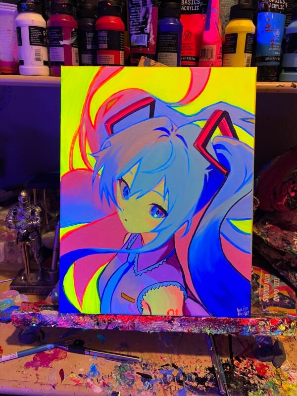 Hatsune Miku Painting Glows (11in x 14in)