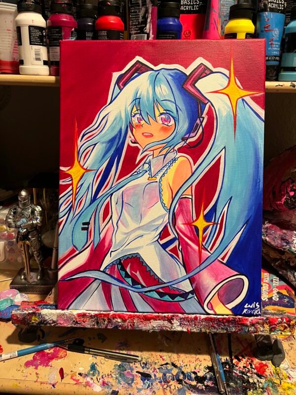 Hatsune Miku Painting Glows (12in x 16in) - Image 2