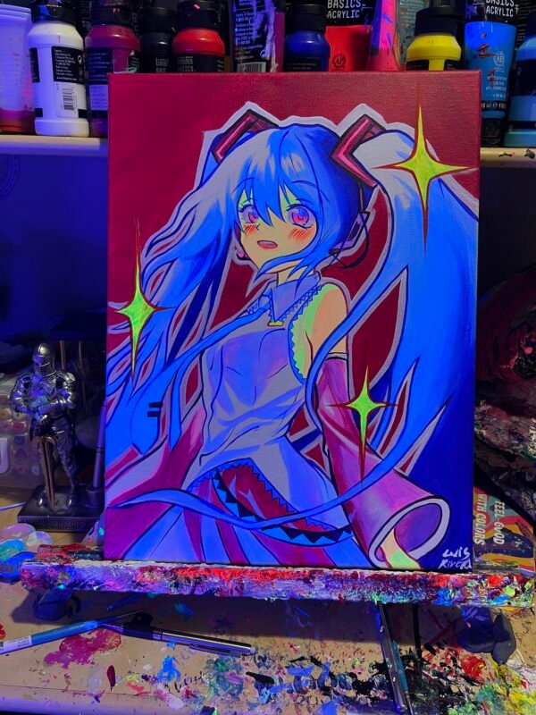 Hatsune Miku Painting Glows (12in x 16in)