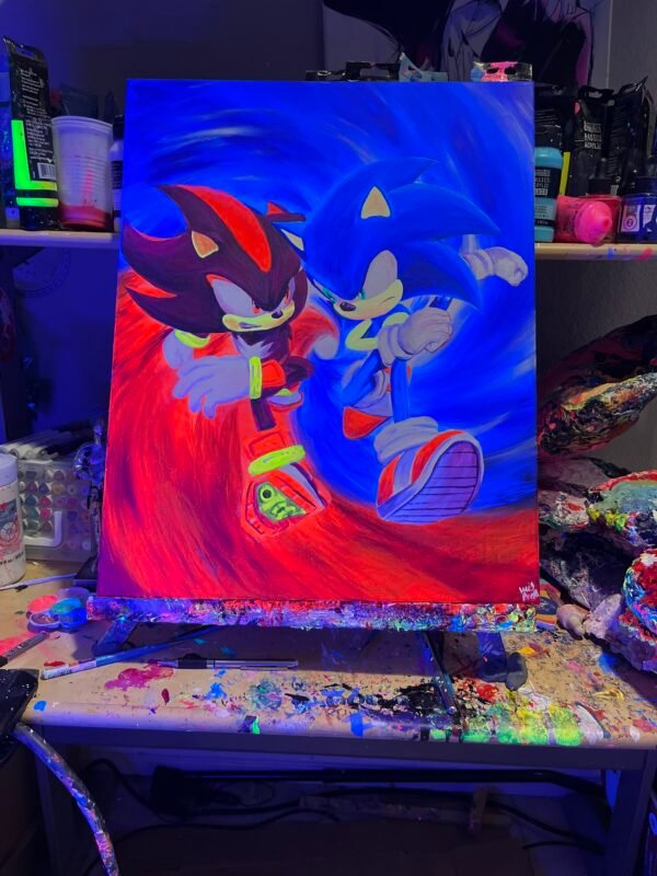 Shadow Vs Sonic  Painting Glows (20in x 16in)