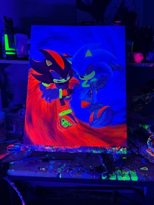 Shadow Vs Sonic  Painting Glows (20in x 16in) - Image 2