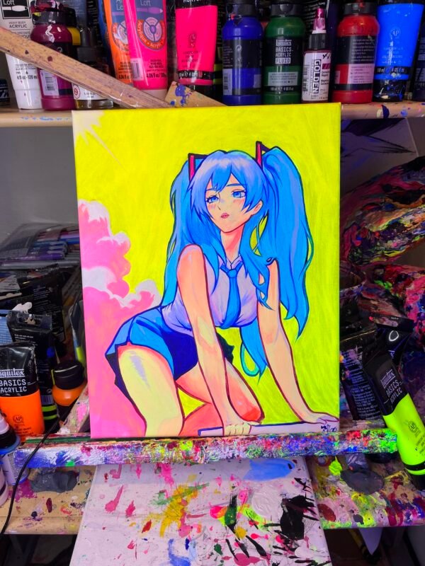 Hatsune Miku Painting Glows (11in x 14in)