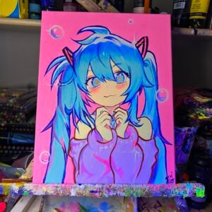 Hatsune Miku Painting Glows (11in x 14in)