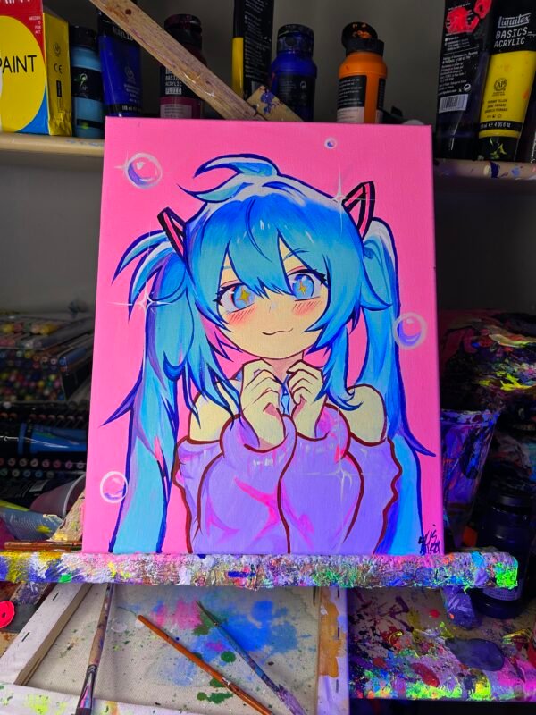Hatsune Miku Painting Glows (11in x 14in)