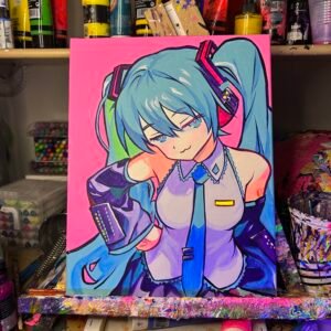 Hatsune Miku Painting Glows (11in x 14in)
