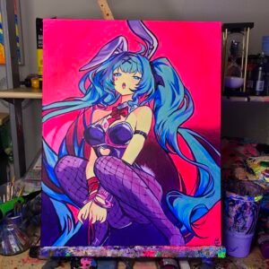 Rabbit hole Miku Painting Glows (20in x 16in)