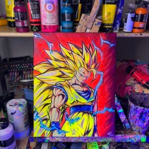 Ssj3 Goku Painting Glows (11in x 14in)