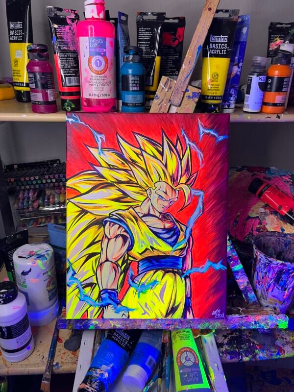 Ssj3 Goku Painting Glows (11in x 14in)