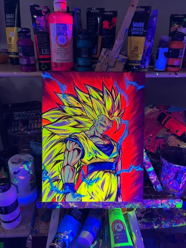 Ssj3 Goku Painting Glows (11in x 14in) - Image 3