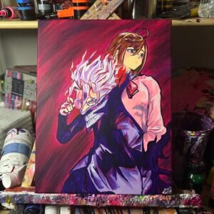 Momo Okarun Painting Glows (11in x 14)