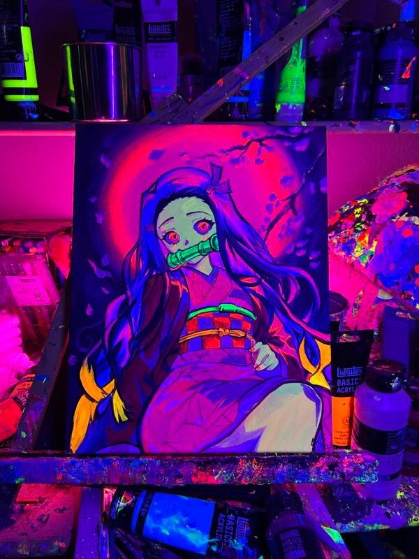 Nezuko Painting Glows (11in x 14) - Image 3