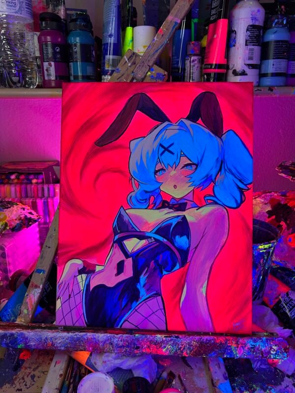 Rabbit hole Miku Painting Glows (11in x 14) - Image 2