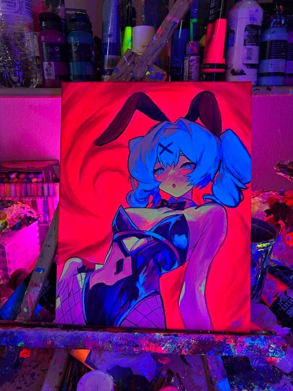 Rabbit hole Miku Painting Glows (11in x 14) - Image 4