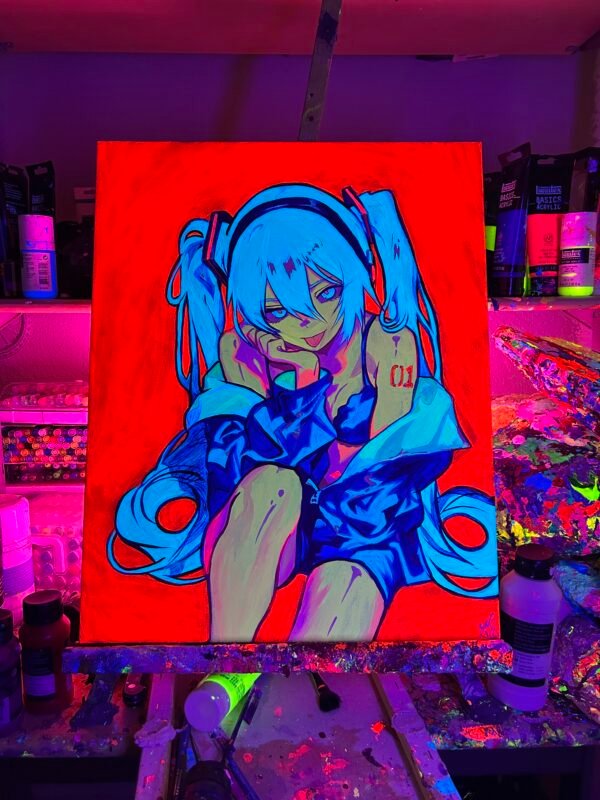 Hatsune Miku Painting Glows (20in x 16) - Image 4