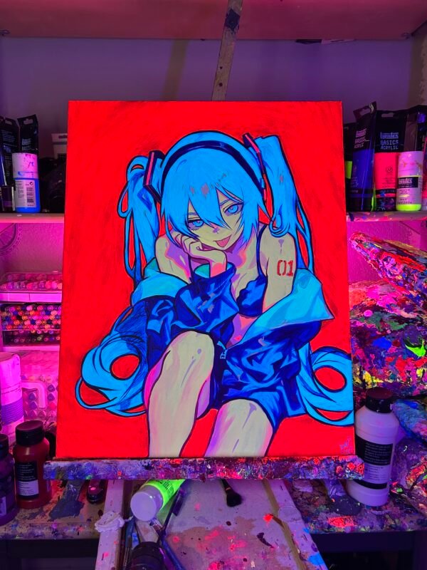 Hatsune Miku Painting Glows (20in x 16) - Image 3