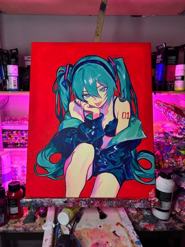 Hatsune Miku Painting Glows (20in x 16)